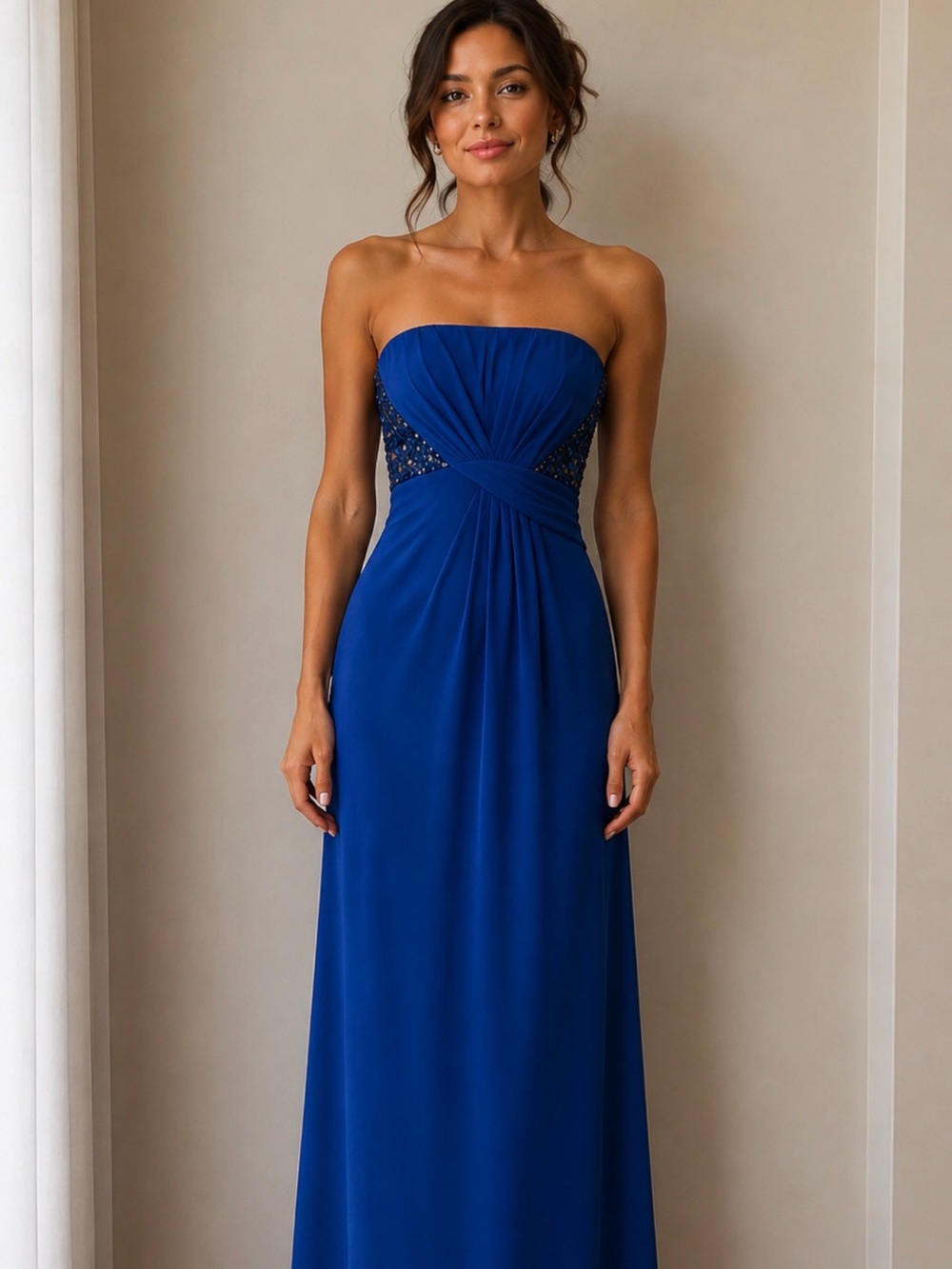 BCBGMAXAZRIA ROYAL BLUE WHITLEY STRAPLESS TIE GOWN  SIZE 4 - Picture 2 of 7
